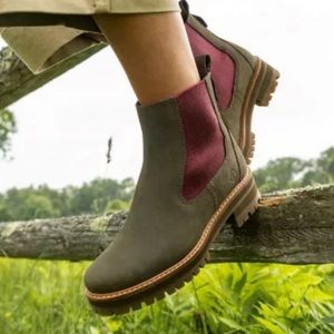 Timberland Courmayeur Valley Chelsea Boot Size 8 Olive Nubuck with Burg